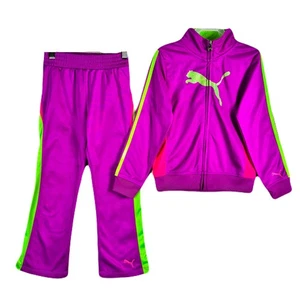 PUMA Lil Girls Pink Track Suit Size 6 - Picture 1 of 12