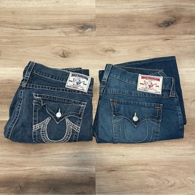 2 pares de pantalones de mezclilla True Religion bolsillo con solapa Billy Stright para hombre talla 40 Foto 1 de 4