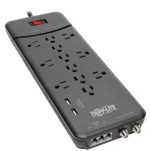 Surge Protector Power Strip 12 Outlets 2 USB Charging Ports Tel/Modem/Coax New - Picture 1 of 4