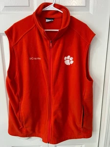 Columbia Clemson Tigers Vest Mens XXL Orange Fleece Vest Adult Soft - Picture 1 of 5