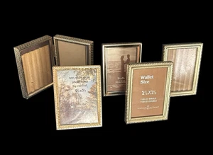 5pc Set Vintage Style Freestanding Miniature Brass Tone Photo Picture Frames - Picture 1 of 14
