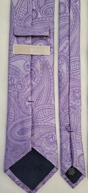Juego de 2 corbatas de seda Michael Kors cachemir (púrpura) y liso (azul) Foto 1 de 4