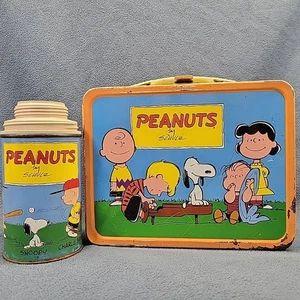 Vintage 1959 Peanuts by Schulz Lunch Box W/ Thermos NO CAP OR LID Snoopy - Picture 1 of 24