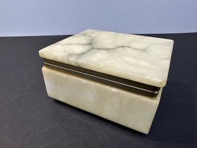 Genuine Alabaster Trinket Jewellery Box - Made In Italy - Image 1 of 4