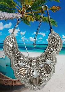 Ornate Jeweled Bib Collar Necklace - Picture 1 of 9