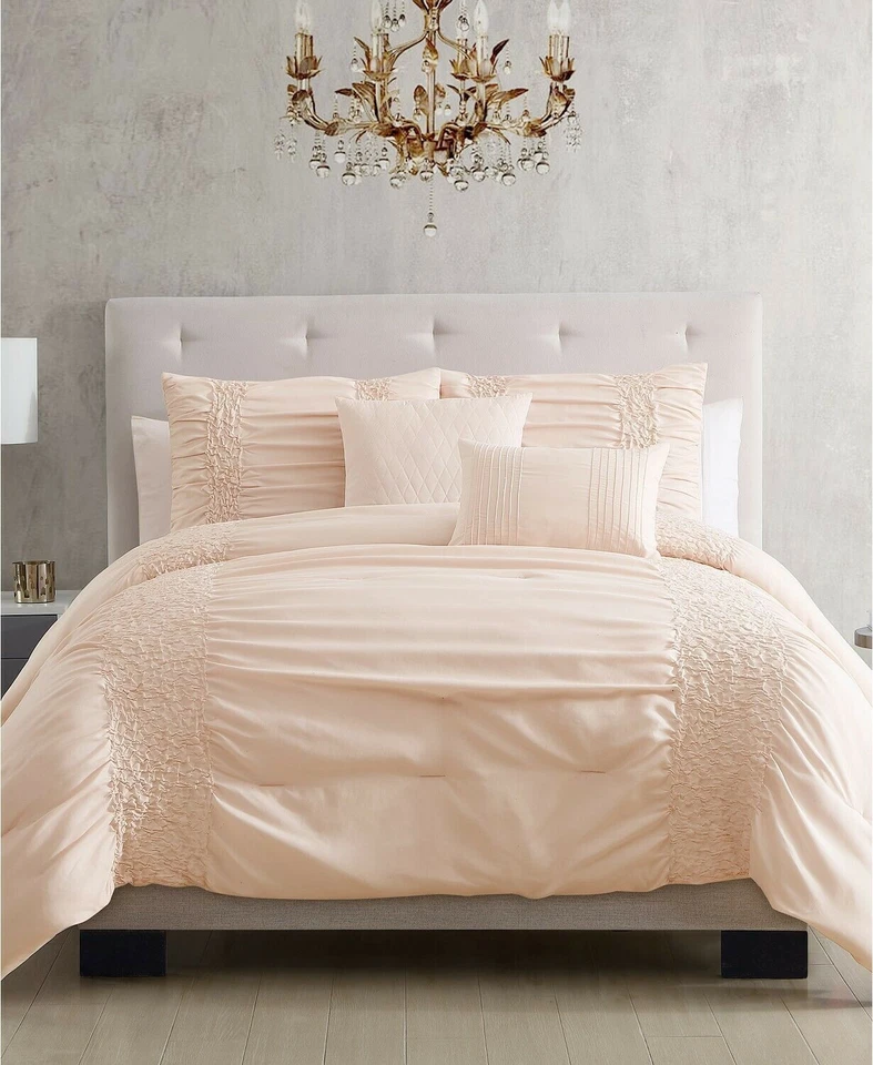 Hallmart Collectibles Amalina 5-Pc. Quilted Pintuck Comforter Set - KING - Blush - Image 1 of 1