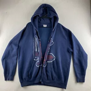 Majestic Hoodie Mens XL Blue Long Sleeve Fleece Baseball Graphic Pockets Casual - Picture 1 of 21