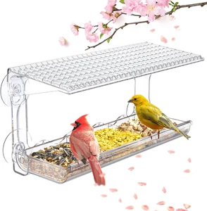 Window Bird Feeder for Outdoors, Clear Bird Feeders Window Mounted with Strong S - Picture 1 of 7