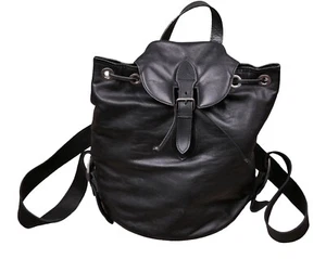 Mochila Bolso Cartera De Colección Tokio Kumagai Cuero Negro con Cordón - Imagen 1 de 9