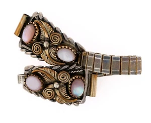 Vtg Navajo 925 Sterling Silver Watch Extender Tip Cuff Bracelet Old Pawn Ladies - Picture 1 of 5