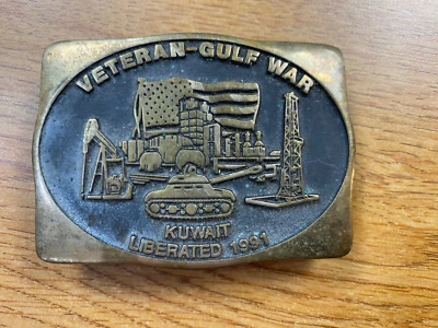 Veteran Golf War Kuwait Liberated 1991 Belt Buckle - Image 1 of 3