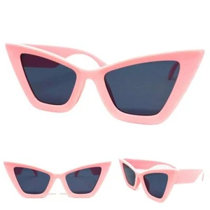 OVERSIZED Exaggerated Classy Elegant Modern Retro Cat Eye SUN GLASSES Pink Frame - Picture 1 of 6