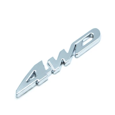Glossy Silver Metal Chrome 4WD Off-Road Emblem 4 Wheel Drive Rear Trunk 3D Badge - Image 1 of 4