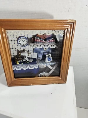 REUTTER ORIGINAL GERMANY SEWING ROOM SHADOW BOX MINIATURE DOLLHOUSE.  - Image 1 of 4
