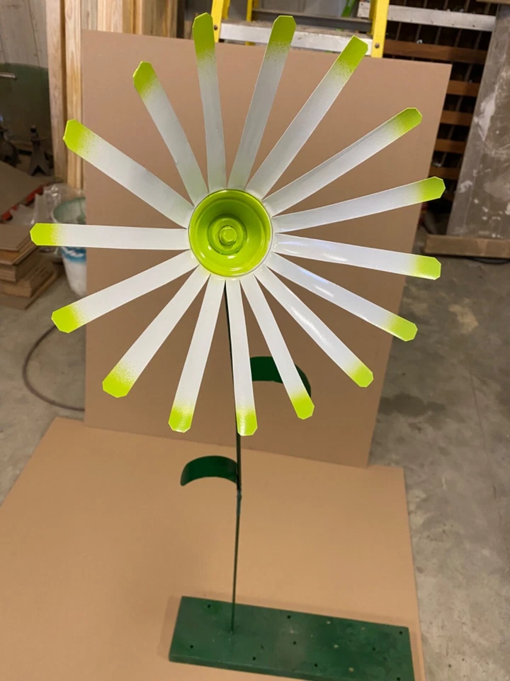 Reycled All metal Large Lime flower garden stake yard art 50” tall 11” wide - Image 1 of 1