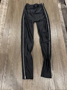 Mens Shiny Black Zippered Thin Shiny Spandex Tights Compression Pants Small - Picture 1 of 1