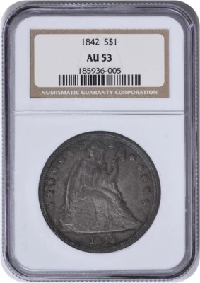 Dólar Liberty Seated 1842 AU53 NGC Foto 1 de 4