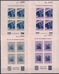 SCW Pi de Llobregat (Barcelona) Local Labels cte set of 8 souvenir sheets imperf - Picture 1 of 2