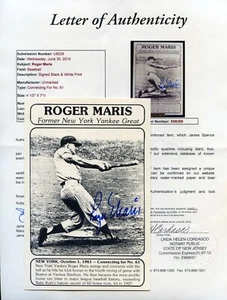 ROGER MARIS signed CARD SIGNATURE AUTOGRAPH 61 in '61 passes Ruth JSA FULL LOA - Picture 1 of 8