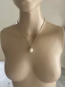 Mikimoto: Solitaire Large Pearl Chained Pendant Necklace 992 Silver Chain - Picture 1 of 6