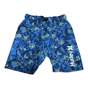 Hurley Size 5/6 Swim Trunks Swimsuit Blue Green Tropical Sharks Radical Rock On - Picture 1 of 3