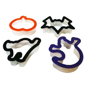 Halloween: Surtido de cortadores de galletas de plástico (murciélago - fantasma - gato - calabaza) - Imagen 1 de 2