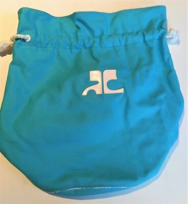 Courreges Paris Authentic Vintage 70s Monogram Logo Canvas Terry Cinch Beach Bag - Image 1 of 4