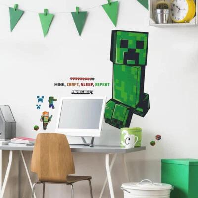 Calcomanías de pared Minecraft Creeper gigante pelar y pegar RMK5360GM 12 pegatinas para sala de juegos Foto 1 de 4