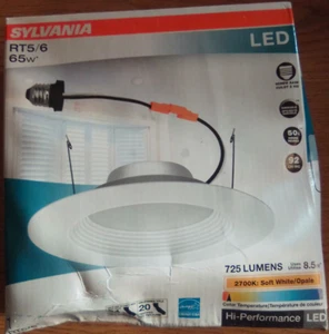 Sylvania RT 5/6” 8.5 W=65w Dimmable Recessed Kit 725 Lumens - Picture 1 of 2