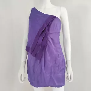 GIORGIO ARMANI Runway SS2010 100% Silk One Shoulder Purple Mini Dress Size 38 XS - Picture 1 of 10