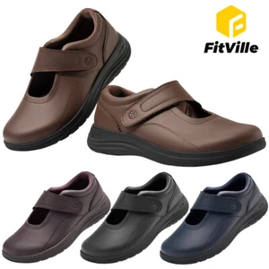 FitVille Womens Wide Fit Dress Shoes Leather Slip on Loafers Casual Mary Jane - Picture 1 of 65