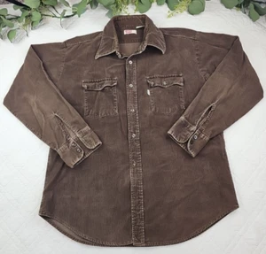VTG Levi's Men's Brown Corduroy Long Sleeve Button Up Shirt Size XL - Picture 1 of 11