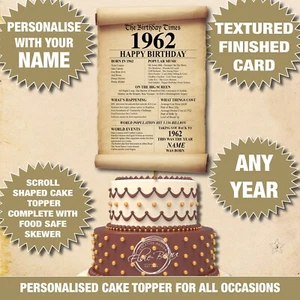 1963 60. PERSONALISIERTE KUCHENAUFLEGER Dekoration Rolle Geburtstag Jahr geboren Fakten 45 - Bild 1 von 6