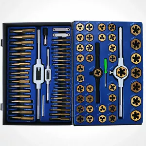 Juego de combinación de grifo y troquel 86 piezas acero tungsteno titanio herramientas métricas SAE HQ - Imagen 1 de 12