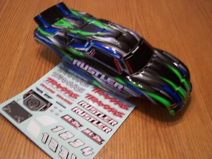 Fits Traxxas Rustler 2wd BL-2s Brushless Green Blue Black Clipless Body & Decal - Picture 1 of 7