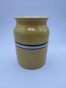 Vintage 2003 Sampson Pottery Westminster Vase Yellow With Blue Stripes - Picture 1 of 6