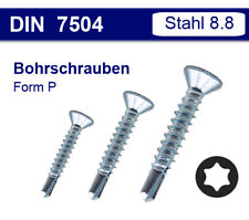 Bohrschrauben Ø 2,9-6,3  Stahl verzinkt 7504 P selbstschneidend Senkkopf TX Torx