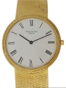 18k Gold Patek Philippe Calatrava 3520 Screw Back Mechanical Mens Wrist Watch	