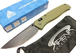 10Cr15CoMoV Sanrenmu SRM 255LGP Green G10 Axis Lock Knife Reversible Pocket Clip - Picture 1 of 9