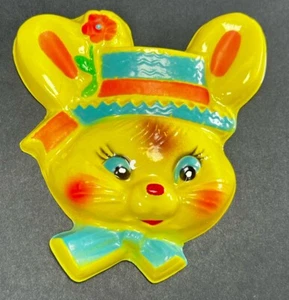 Vintage 3D Easter Bunny Head Large Cake Topper Decoration Wearing Hat - Picture 1 of 4