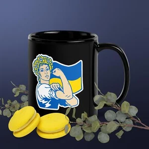 Ukraine Strong Coffee Mug 11oz. Cup ( Black ) Double Sided - Picture 1 of 1
