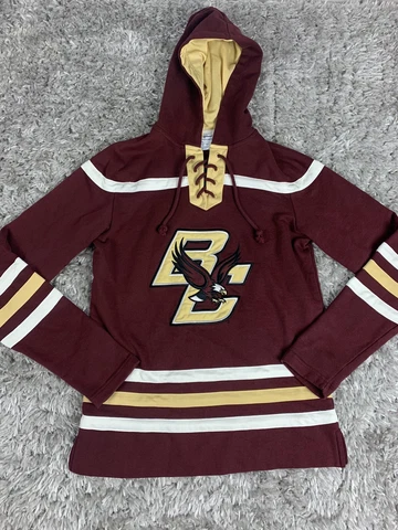 Champion Boston College Lace Up Pullover Hoodie Mens XS Maroon Gold Hockey Cover