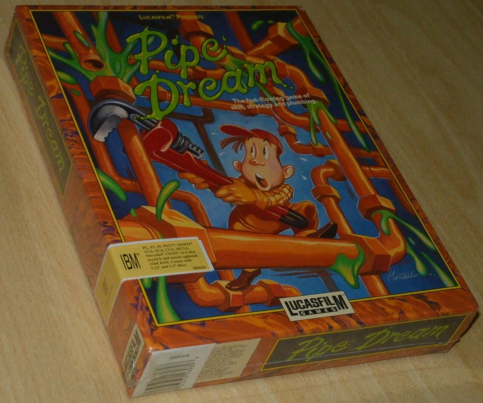 PIPE DREAM by Lucasfilm ~ IBM PC DOS ~ BIG boxed ~ SEALED COLLECTIBLE ~ english - Image 1 of 2