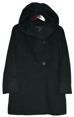 Women's CINZIA ROCCA Angora Bemberg Wool Coat with Hood US Size 4 Black - Image 1 of 4