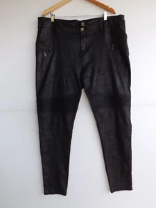 City Chic Jeans 20 Womens Black Stretch Faux Leather Harley High Rise Skinny 20R - Picture 1 of 10