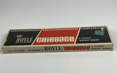Vintage Hoyle Official Walnut Cribbage Board  2 Player 6 Pegs & Box - Image 1 of 4