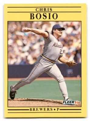 1991 Fleer - #576 Chris Bosio Milwaukee Brewers Baseball - Image 1 of 2