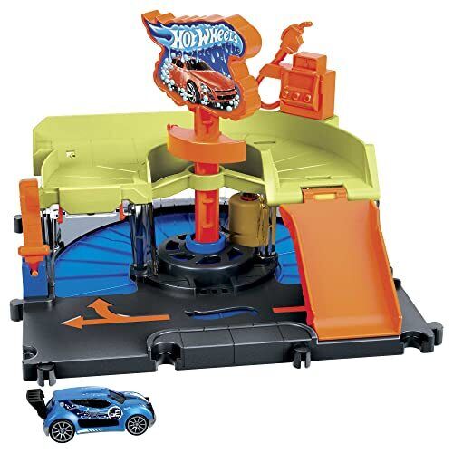 Hot Wheels Toy Car Track Set City Transforming Race Tower, Single to  Dual-Mode Racing, with 1:64 Scale Car