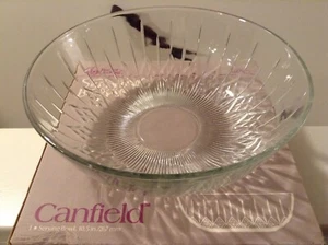 Vintage Anchor Hocking 10.5" Glass Canfield Serving Bowl In Original Box - Picture 1 of 11