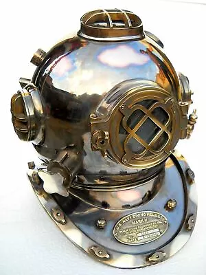 Vintage Diving Divers Helmet Nautical Mark V Scuba Vintage Brass Copper 18 Inch • 448.58$